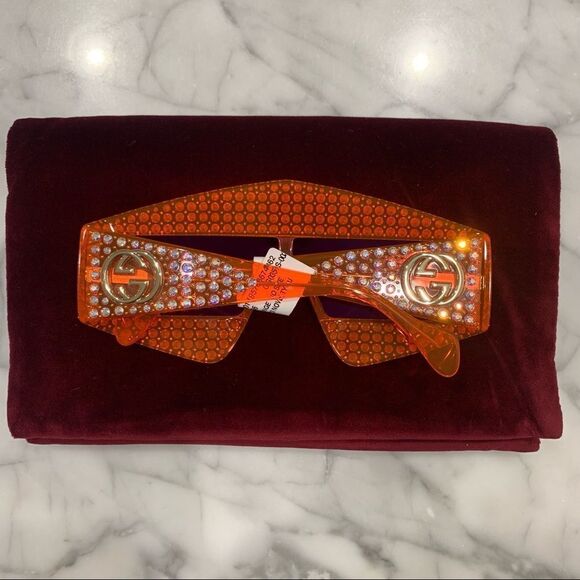 NEW AUTH GUCCI CRYSTAL HOLLYWOOD FOREVER ORANGE GG0357S 0357S 002 - Picture 14 of 14